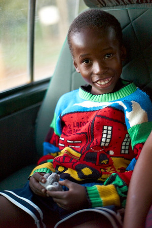 Christopher in his best clothes, on the way home for Christmas.