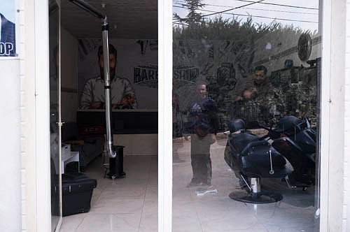 Barber shop, one of the very few still opened for business in Be