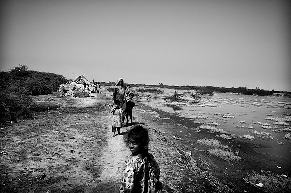 Flood waters remain head high here in Naukot.  Villagers have lived in tents for almost 2 months