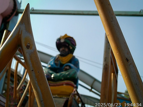 A stinking hot day at an amusement park